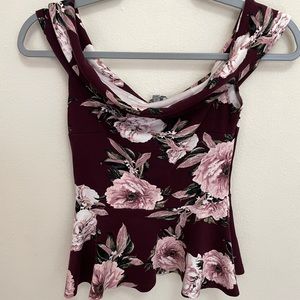 Charlotte Russe Off the Shoulder Floral Peplum Top